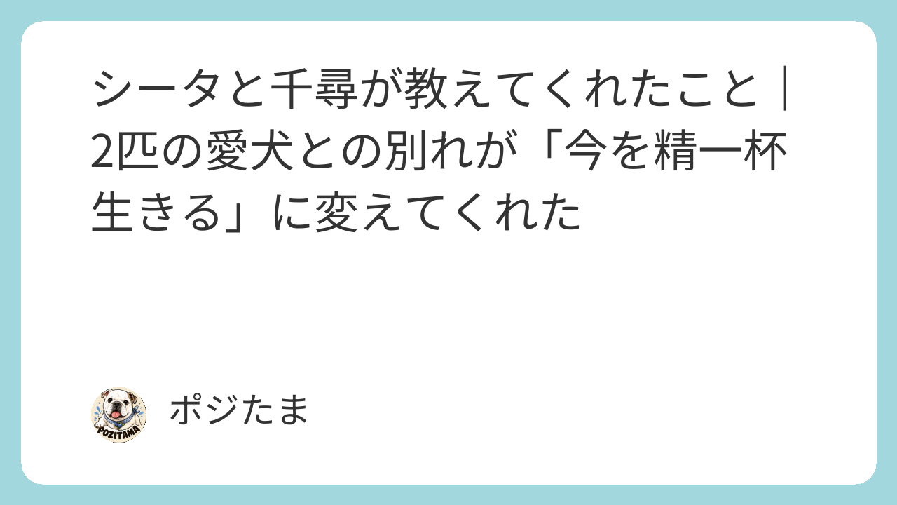 シータと千尋が教えてくれたこと｜2匹の愛犬との別れが「今を精一杯生きる」に変えてくれた